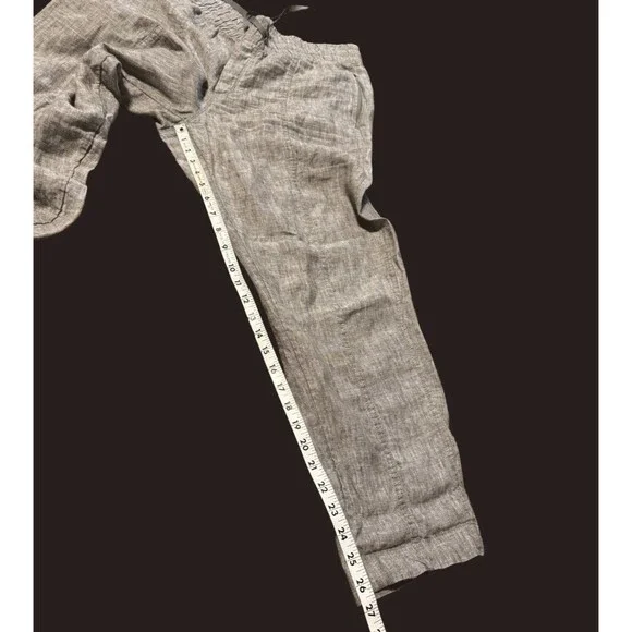 Athleta Pants Womens M Retreat Linen High Rise Ankle Pyrite Brown Lounge Beachy - Picture 11 of 13